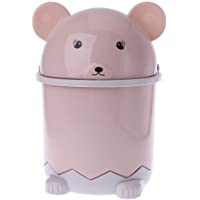 Los mejores  - CADANIA Mini Cubo de Basura Escritorio Mesa de Basura Mesa Hogar Bote de Basura Tapa giratoria Forma de Oso 1.5L - Rosa